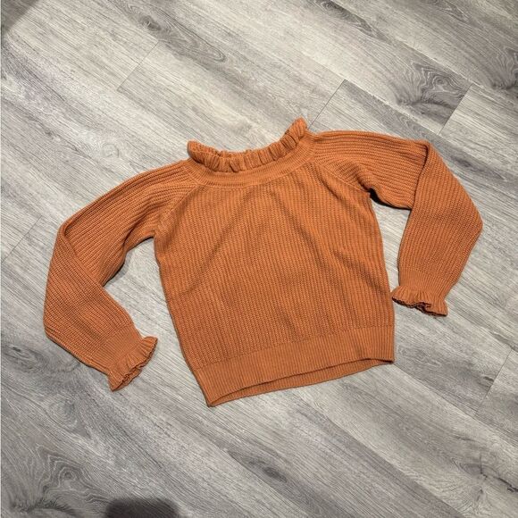 Lulus Burnt Orange Off-the-Shoulder Ruffled Neck Sweater - Picture 1 of 6